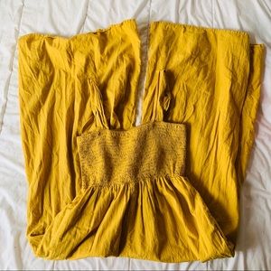 Yellow Bohemian Wide Leg Flowy Jumpsuit